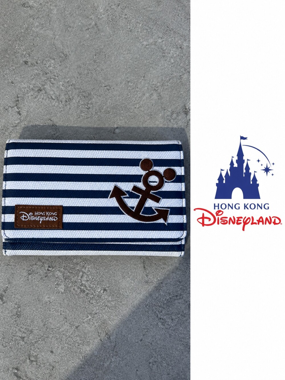 Hong Kong Disneyland Mickey Mouse Nautical Striped Wallet Navy White